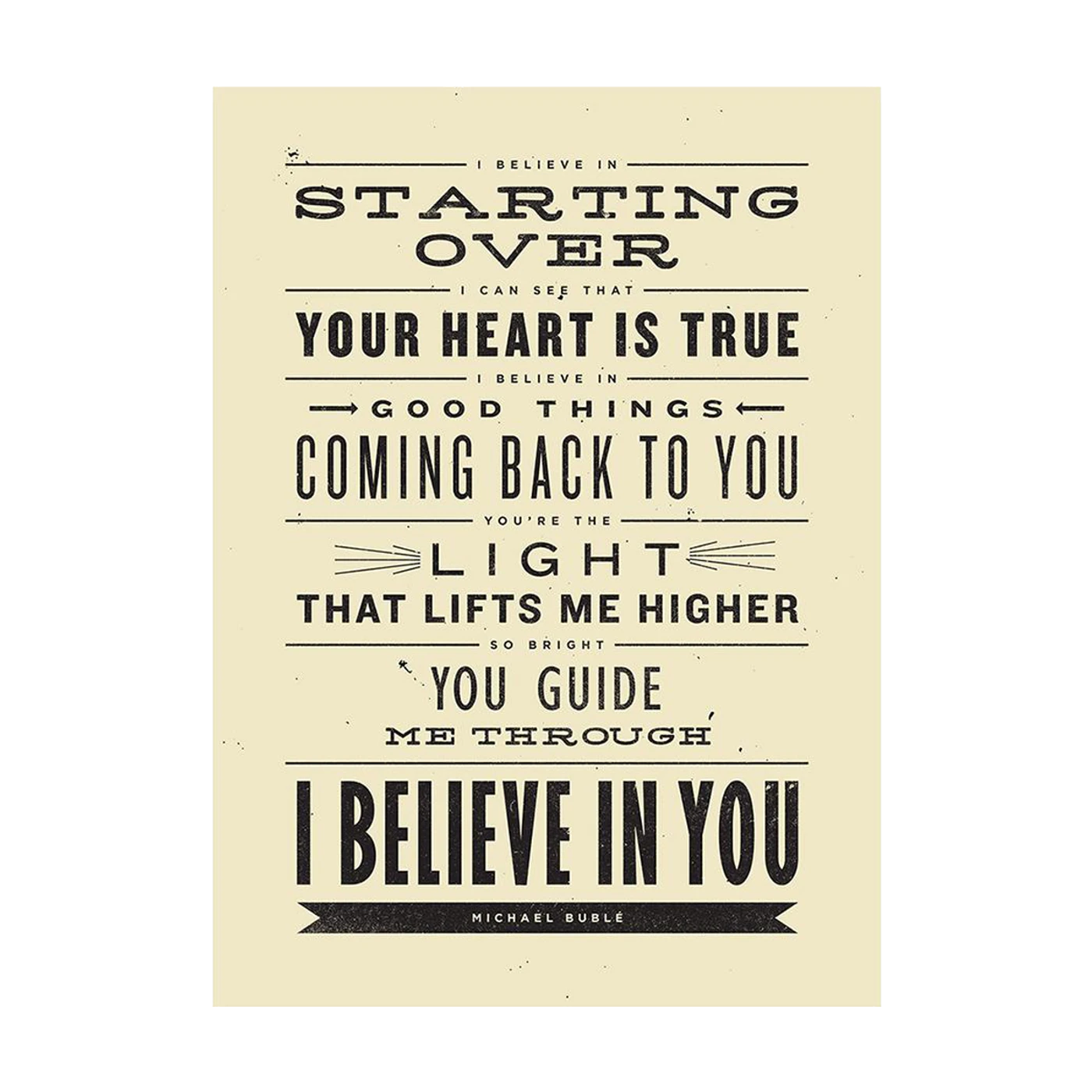 Michael Bublé Believe Print Metal Garage Sign
