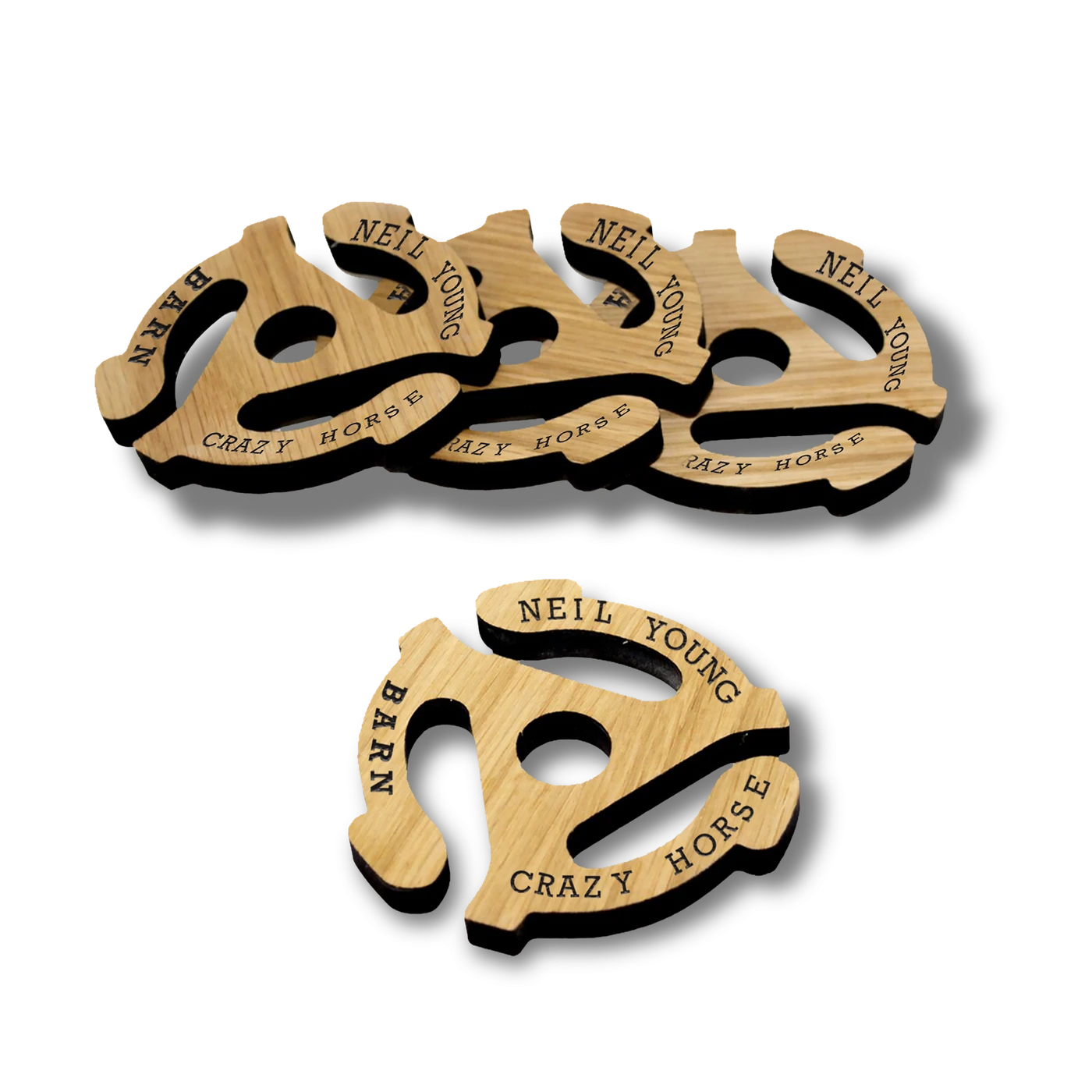 Neil Young Barn Record Adaptor Ring Wood Coasters (Set of 4)