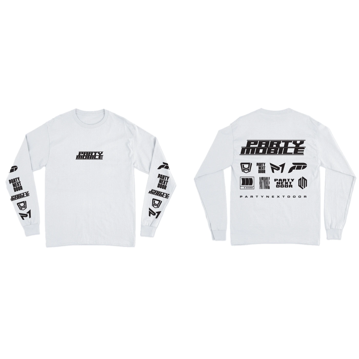 PARTYNEXTDOOR PARTYMOBILE Drop 3 Logo Long Sleeve White T-Shirt
