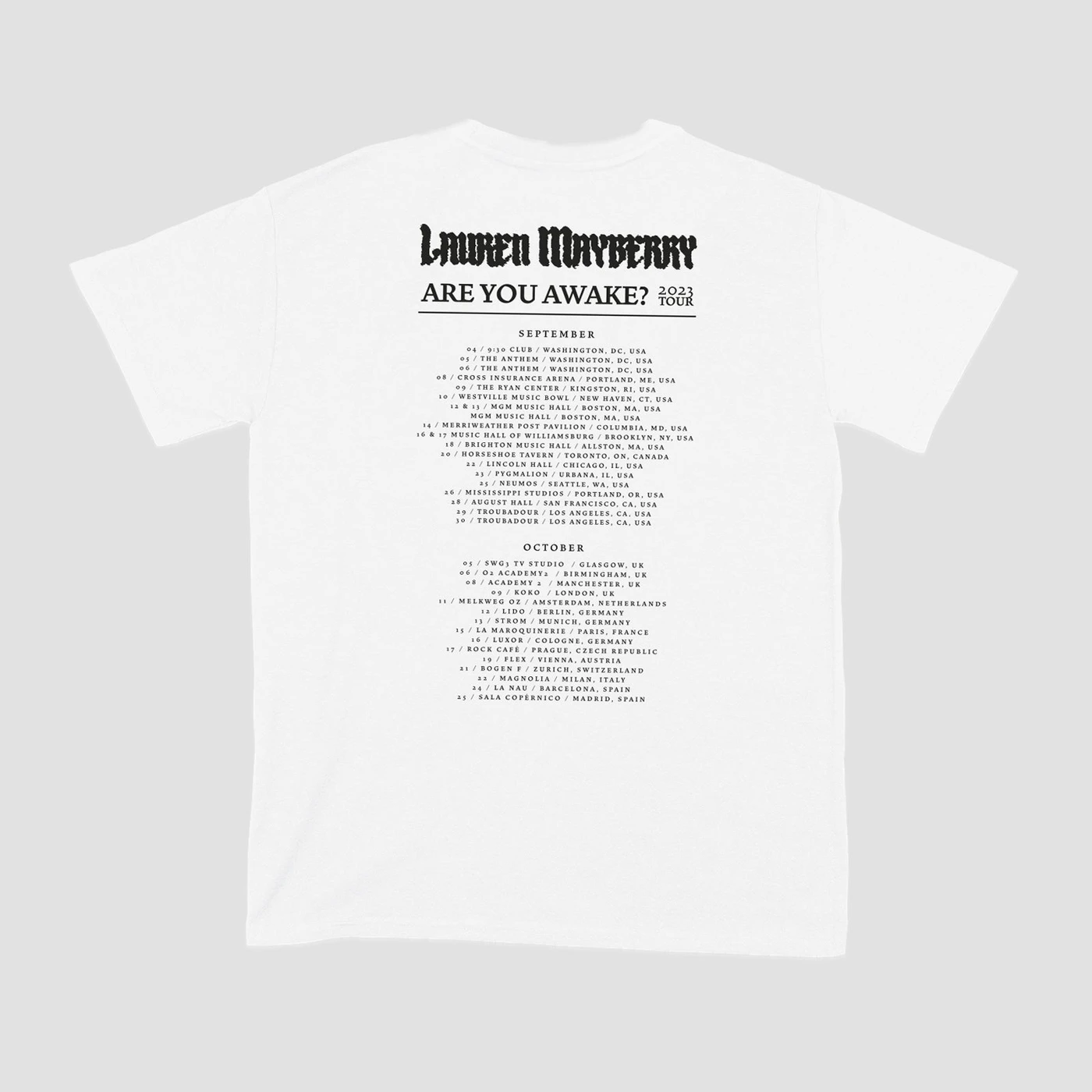 Lauren Mayberry Are You Awake Tour 2023 T-Shirt (White)
