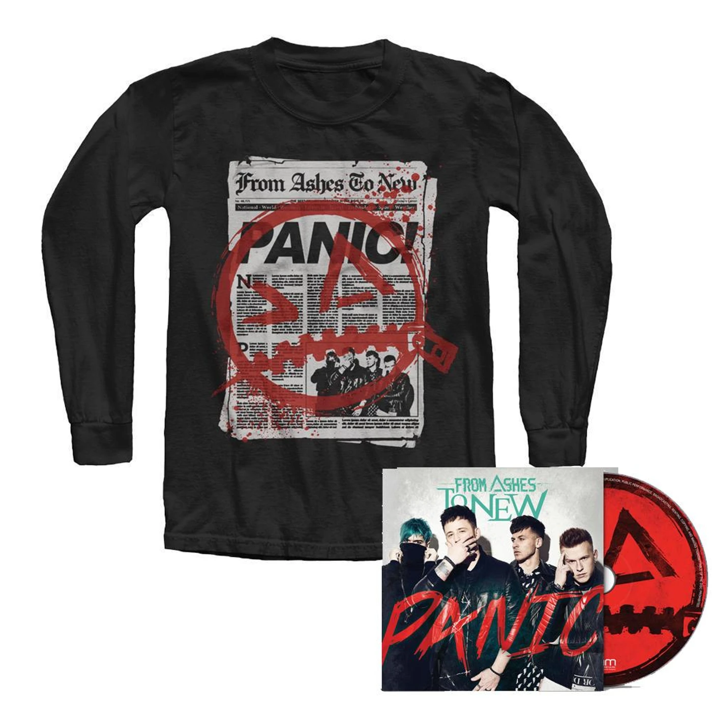 From Ashes to New - BUNDLE #3 - Long sleeve News T + Panic CD + Hi-Res Digital Download