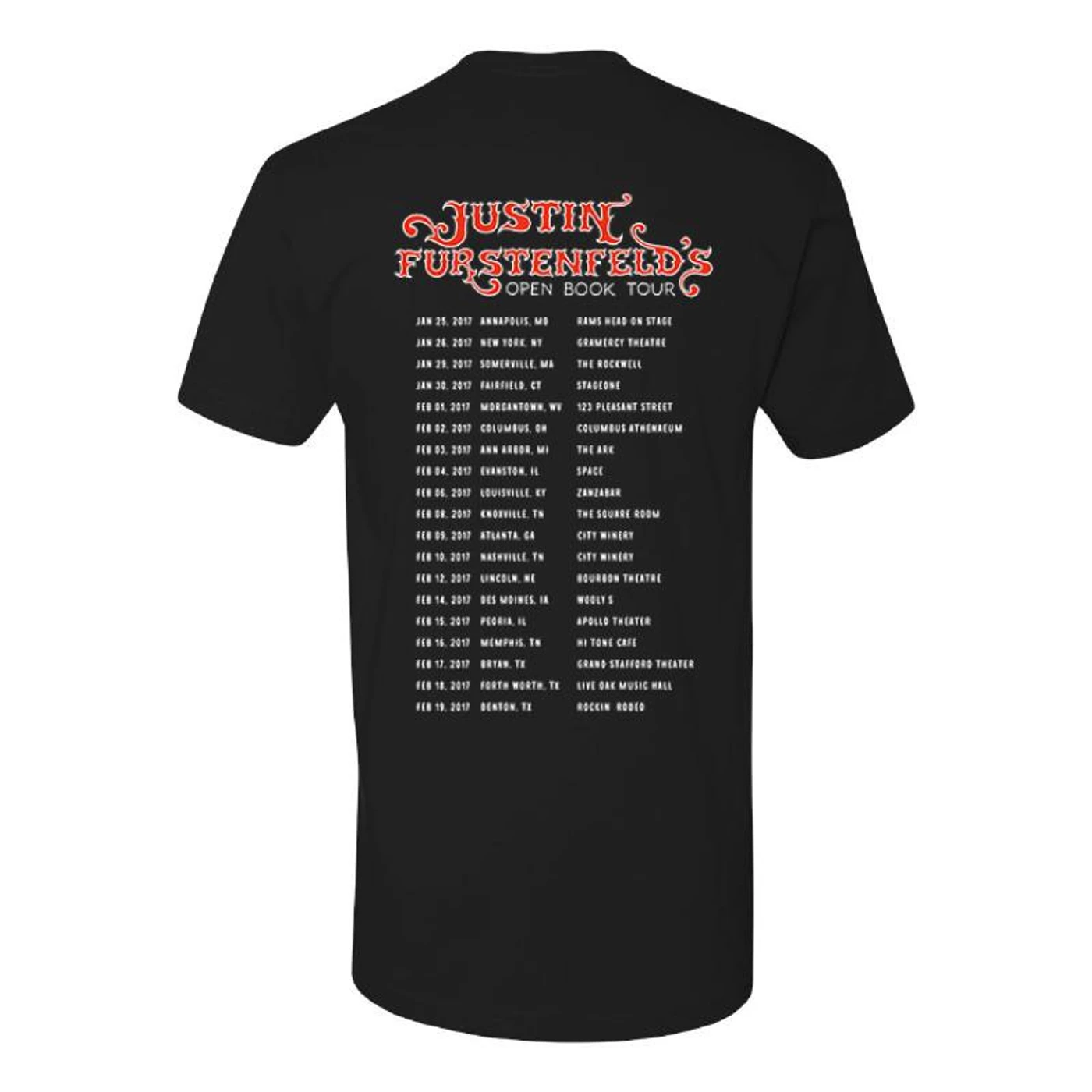 Justin Furstenfeld - Open Book 2017 Tour Tee SMALL ONLY