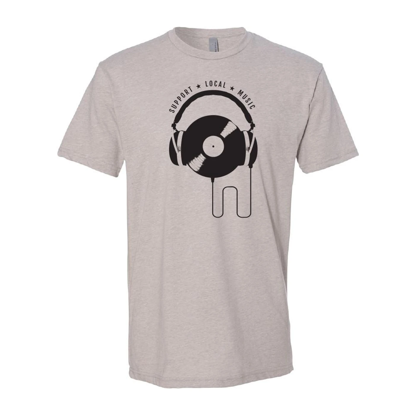 Support Local Music - Vinyl Headphones Tee (Heather Silk)