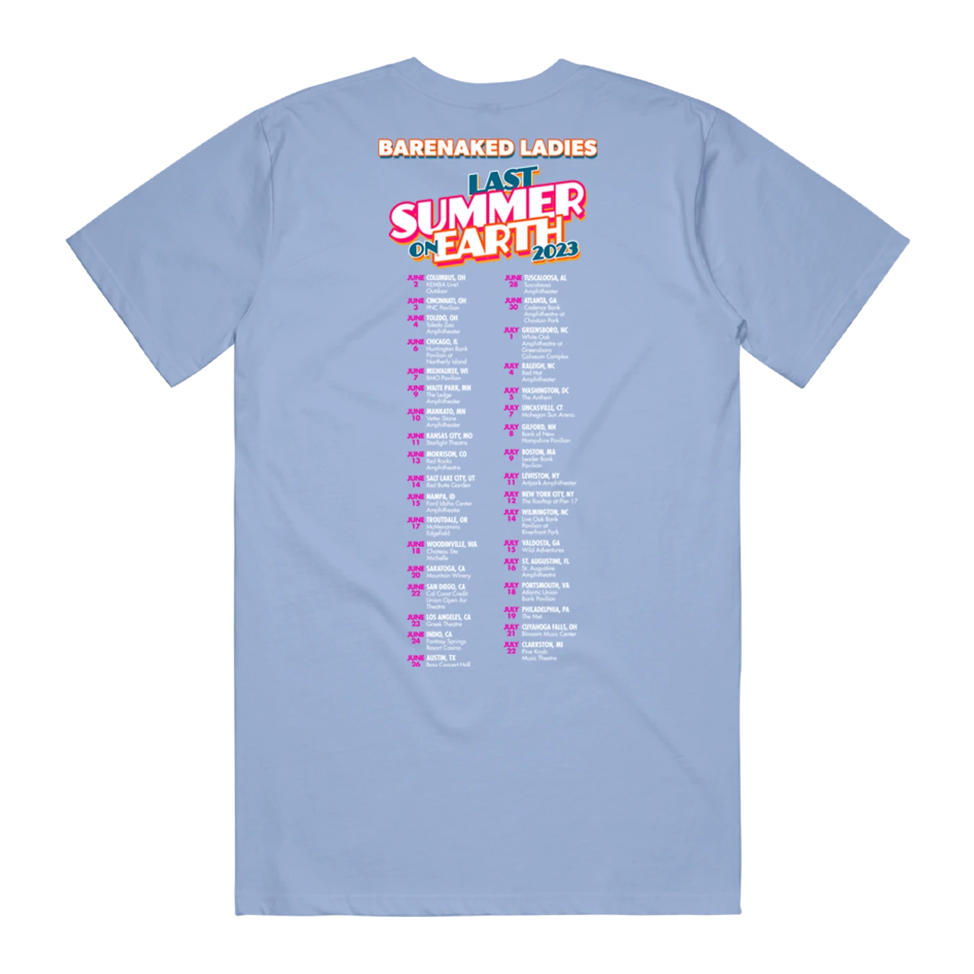Barenaked Ladies LSOE 2023 Light Blue Tour Tee