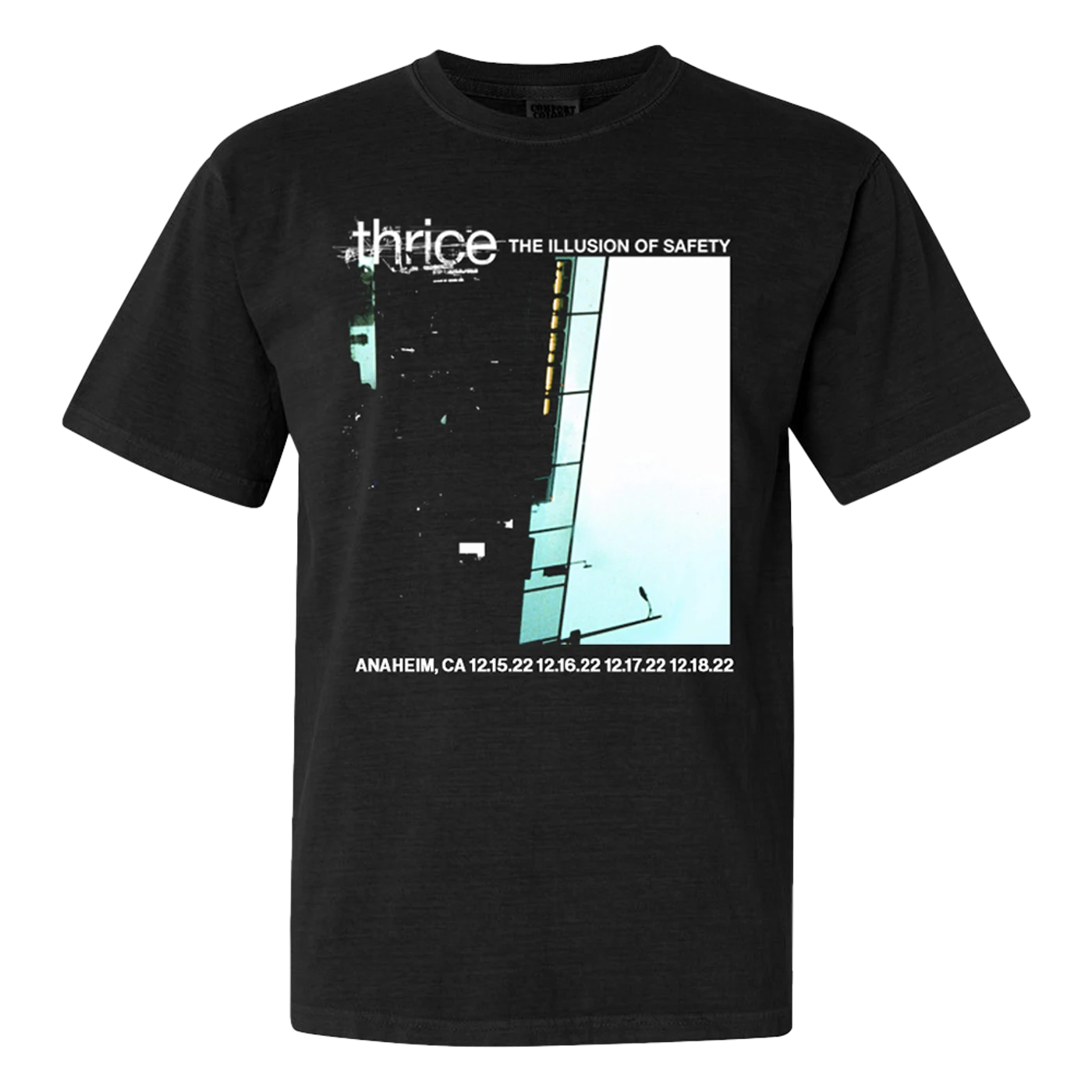Thrice Illusion of Safety Anaheim Dates Black Tee