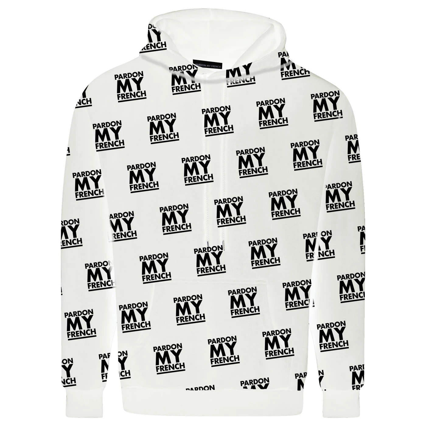 Pardon My french All Over White Hoodie