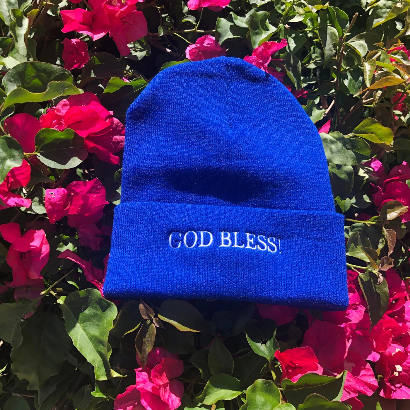 An0maly God Bless! Royal Blue Cuffed Beanie