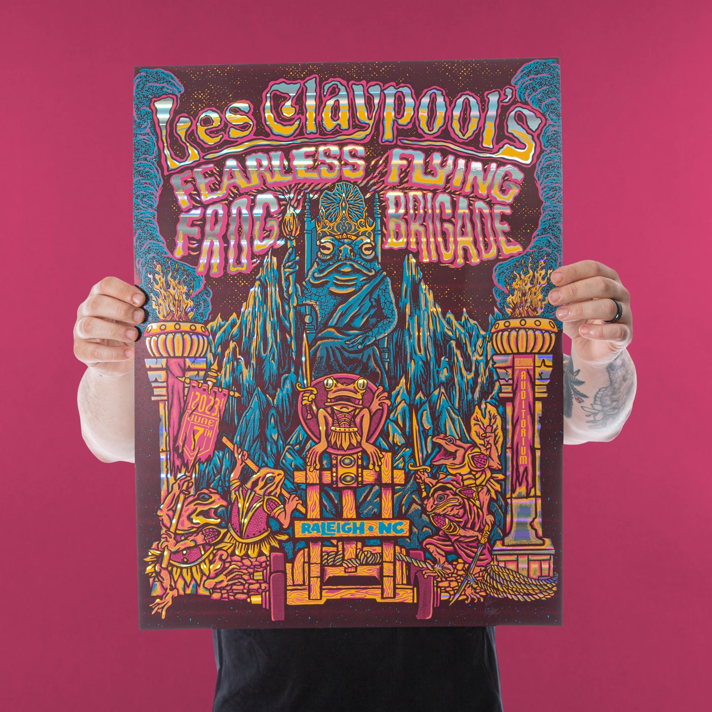 Ambient Inks Les Claypool's Fearless Flying Frog Brigade Show Poster (Raleigh, NC - 6/7/23) Limited Edition Artist Proof Variant