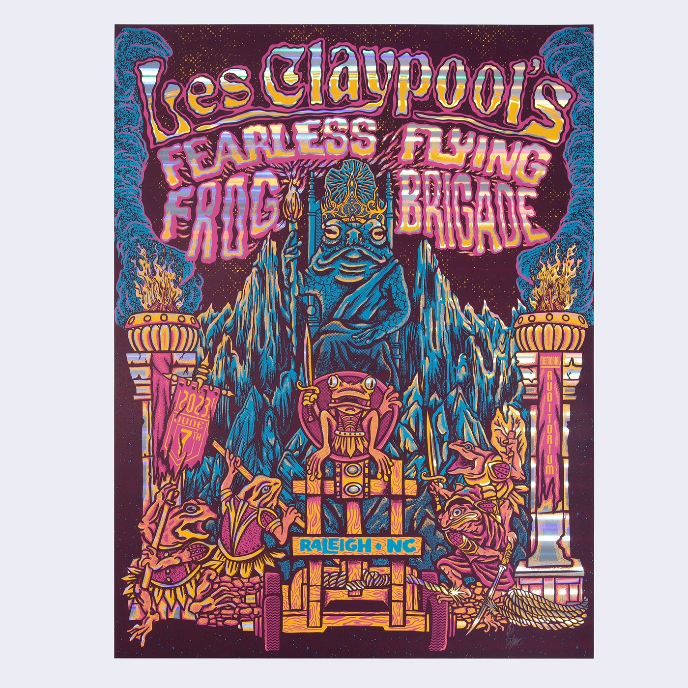 Ambient Inks Les Claypool's Fearless Flying Frog Brigade Show Poster (Raleigh, NC - 6/7/23) Limited Edition Artist Proof Variant