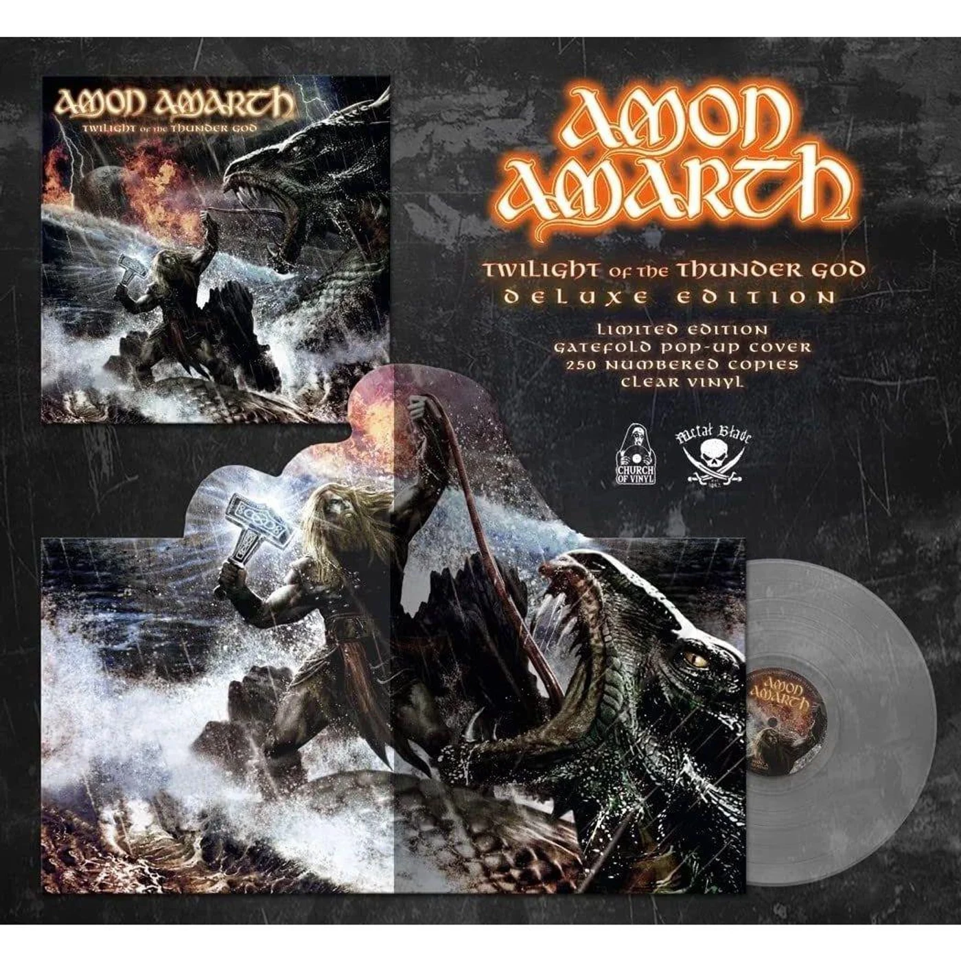 Amon Amarth TWILIGHT OF THE THUNDER GOD (BLUE & CLEAR VINYL) Vinyl Record