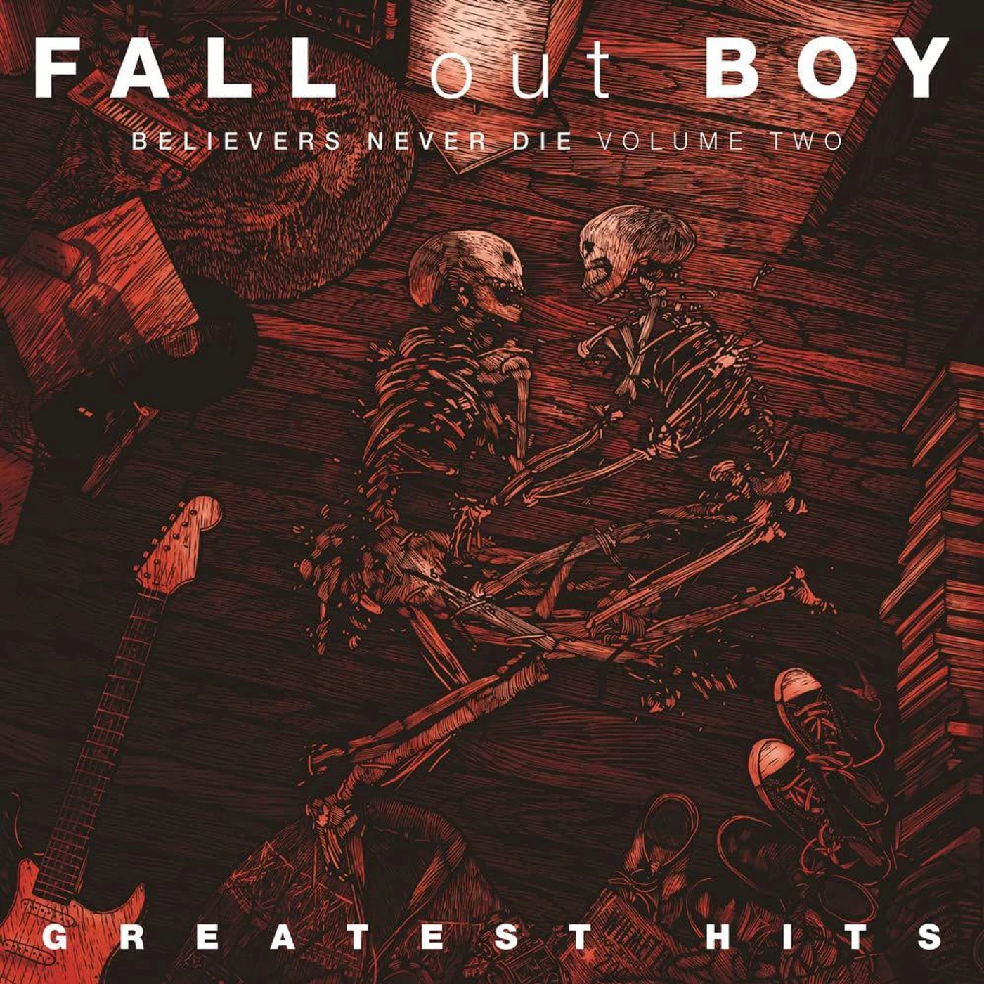 Fall Out Boy Believers Never Die - Greatest Hits, Vol. 2 (Translucent Red/Bone White) Vinyl Record
