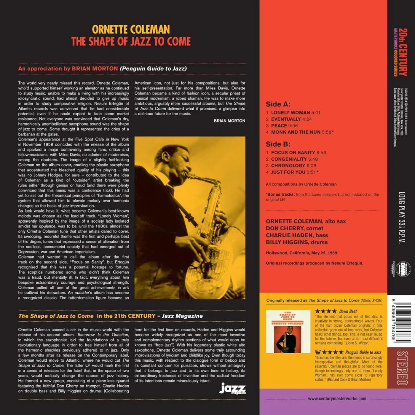 Ornette Coleman Shape Of Jazz To Come (Red) Vinyl Record