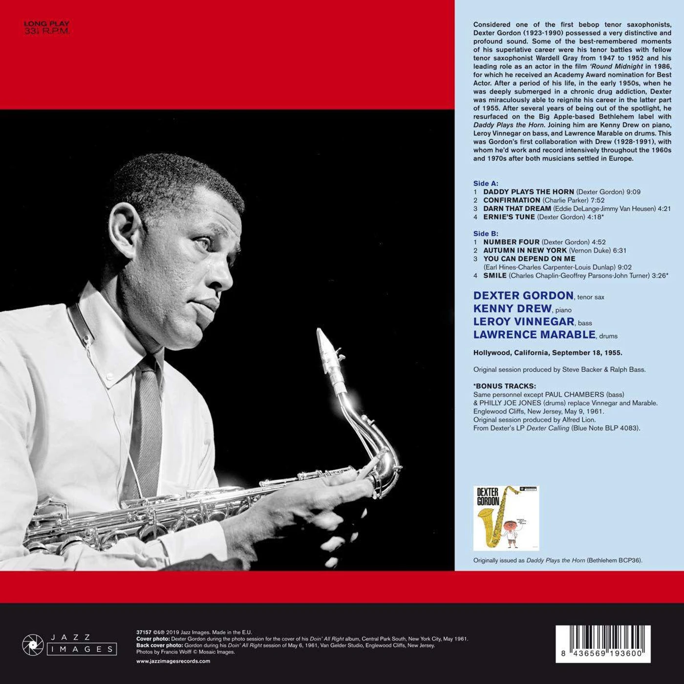 Dexter Gordon Daddy Plays The Horn (Images By Francis Wolff) (180G) Vinyl Record