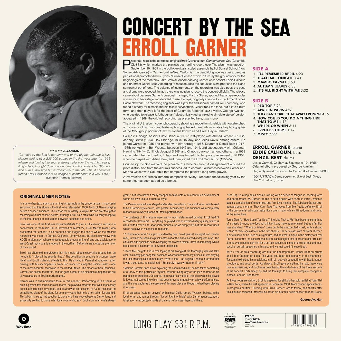 Erroll Garner Concert By The Sea (180g) Vinyl Record