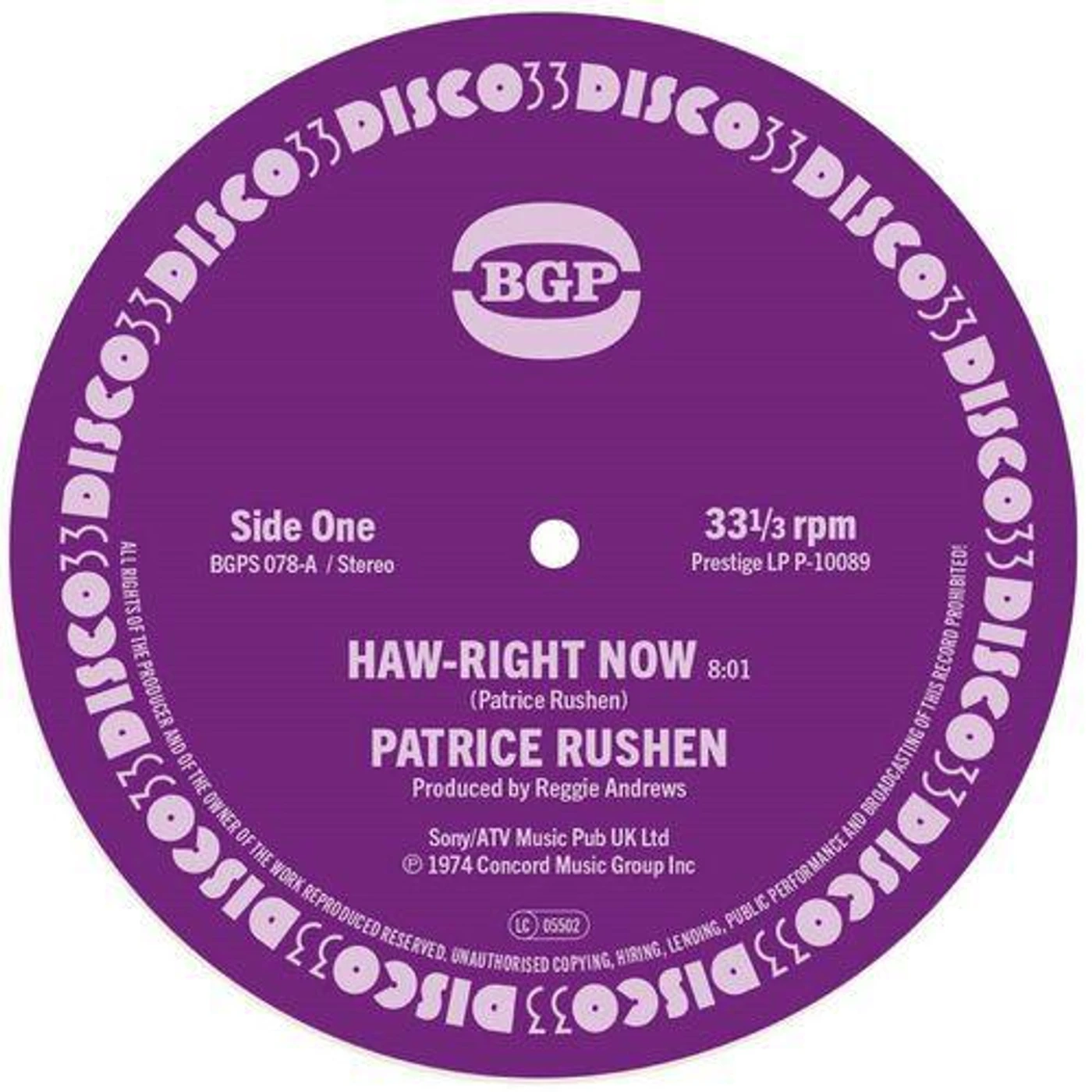 Patrice Rushen Haw-right Now / Kickin Back Vinyl Record