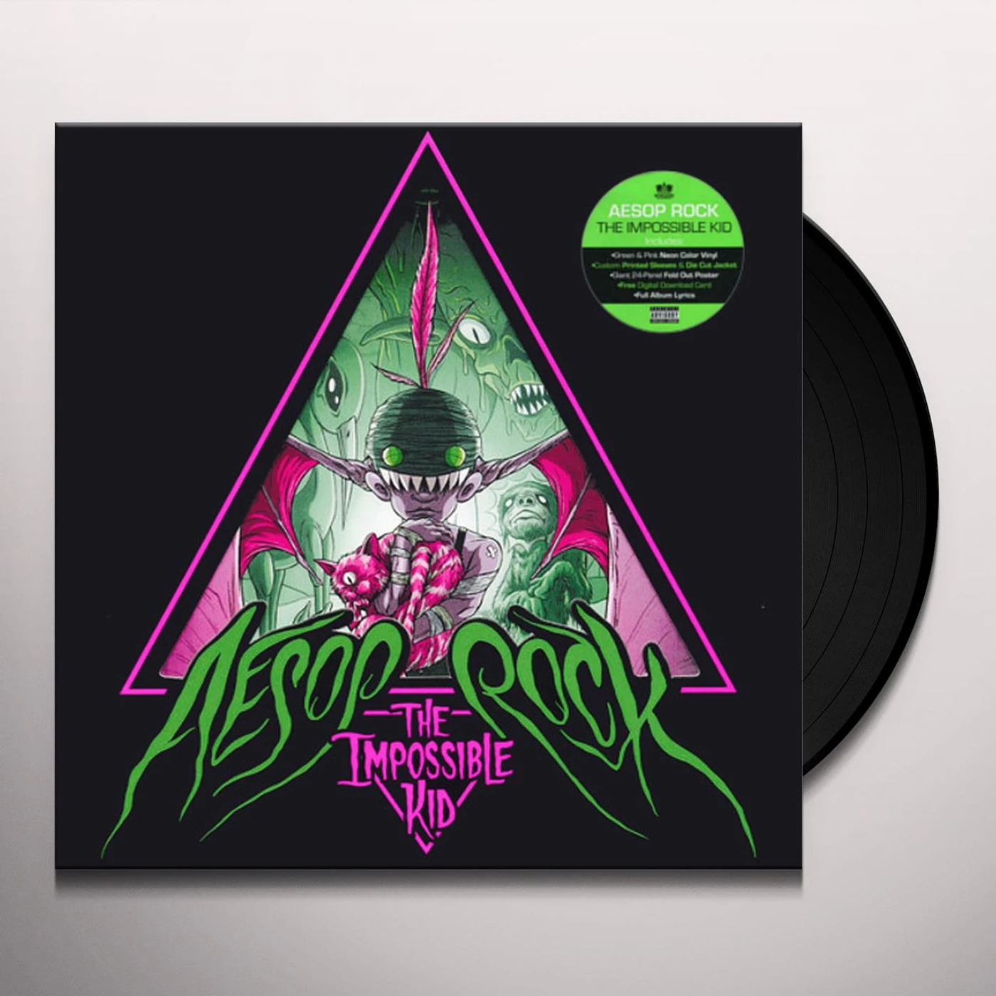 Aesop Rock IMPOSSIBLE KID (DL CARD/NEON PINK & GREEN COLOR VINYL) Vinyl Record