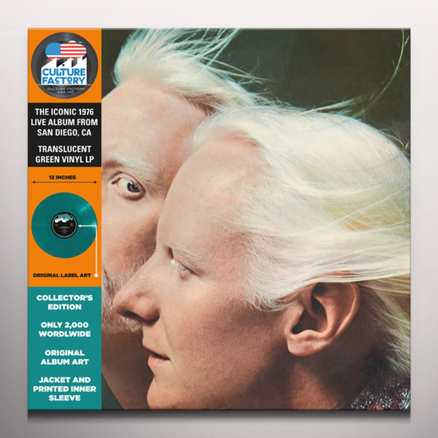 Johnny & Edgar Winter TOGETHER - Limited Edition Translucent Green Vinyl Record