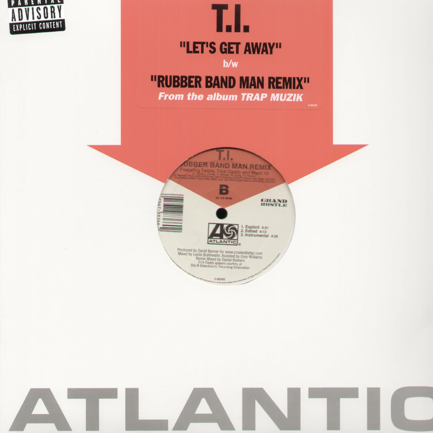 T.I. LET'S GET AWAY (X3) / DOIN MY JOB (X3) Vinyl Record