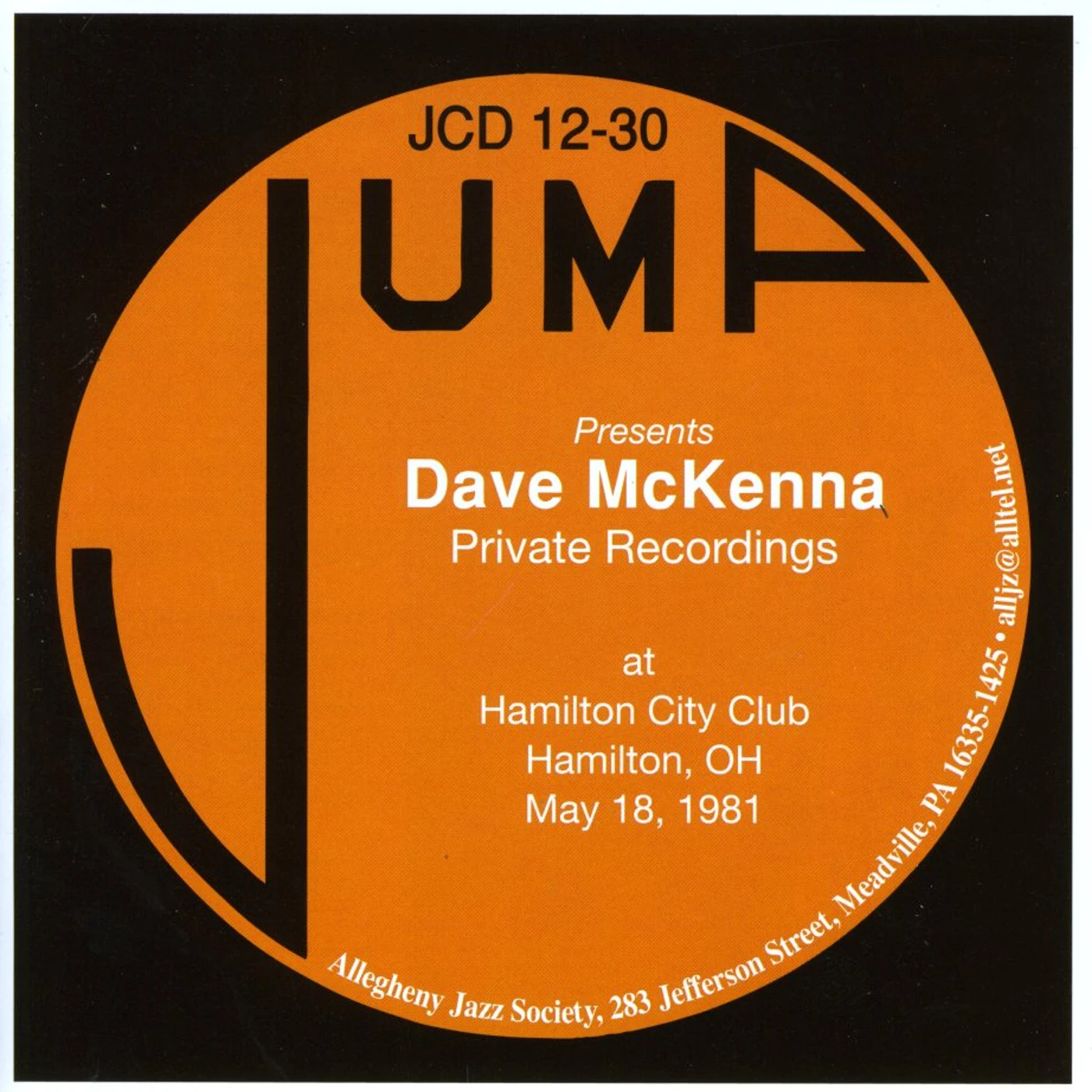 Dave McKenna MAY 18 1981 PRIVATE SOLO RECORDINGS CD