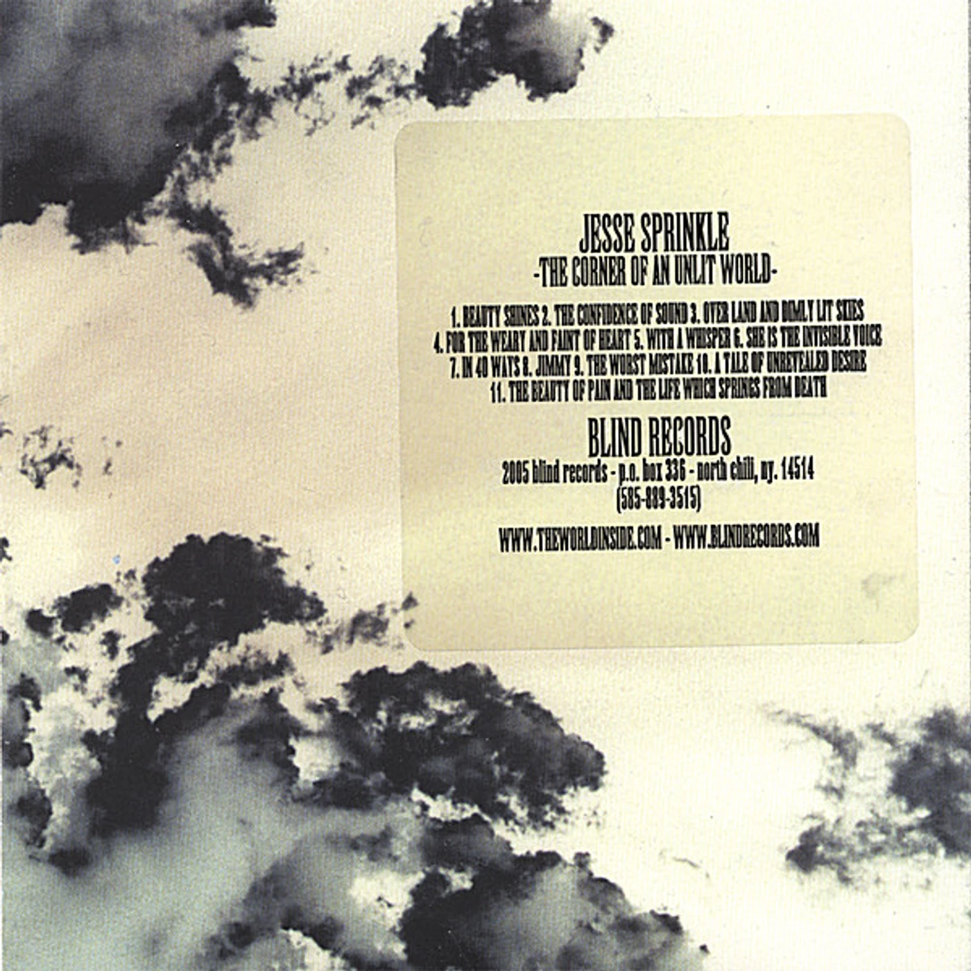 Jesse Sprinkle CORNER OF AN UNLIT WORLD CD