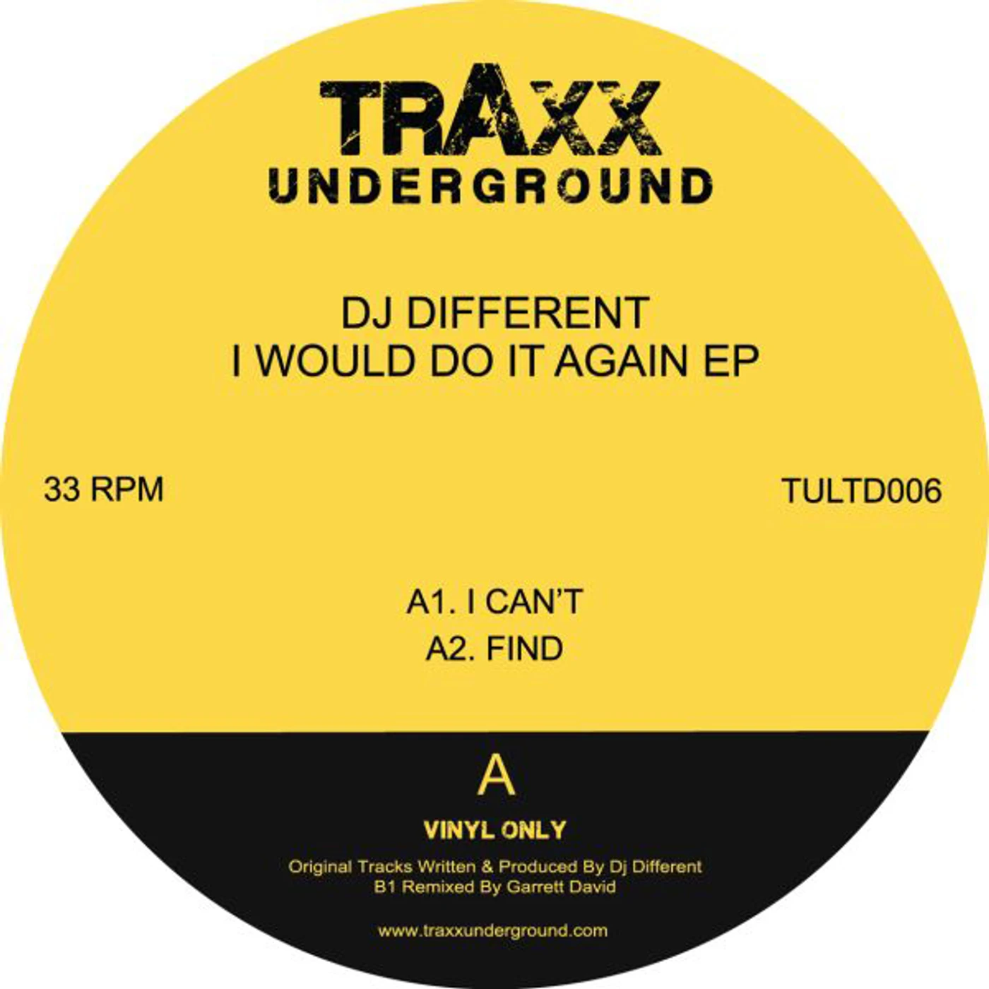 DJ Different WOULD DO IT AGAIN Vinyl Record