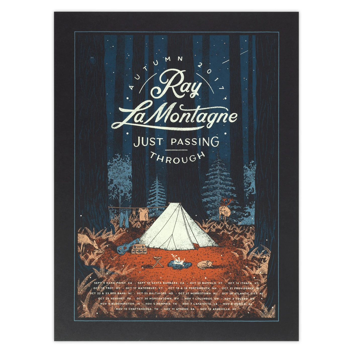 Ray LaMontagne Autumn 2017 Just Passing Through Tour Poster