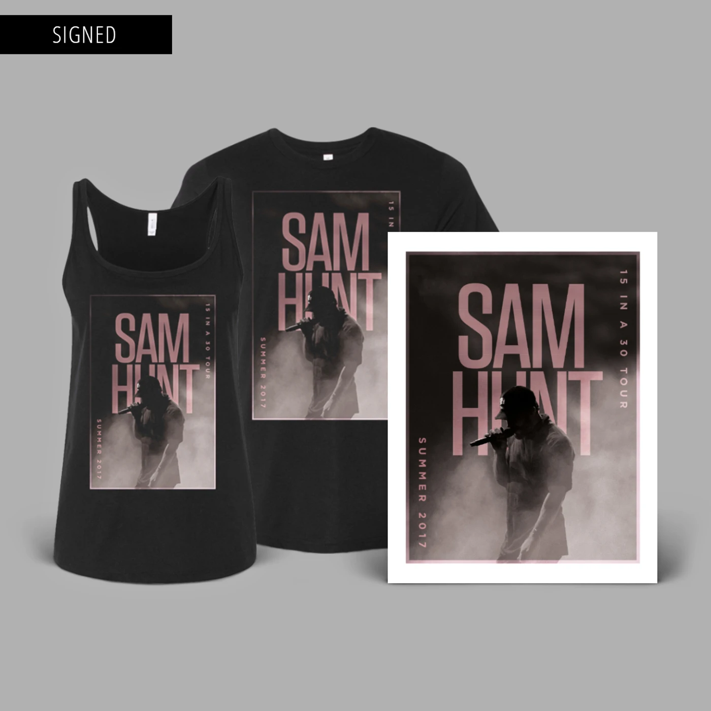 Sam Hunt Summer '17 Tour Signed Lithograph Bundle