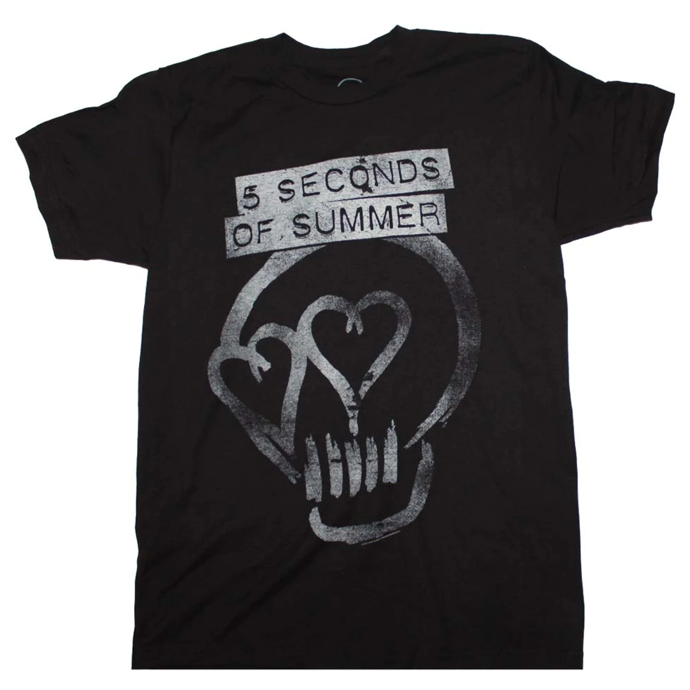 5 Seconds of Summer T Shirt | 5 Seconds of Summer Silver Print Heartskull T-Shirt