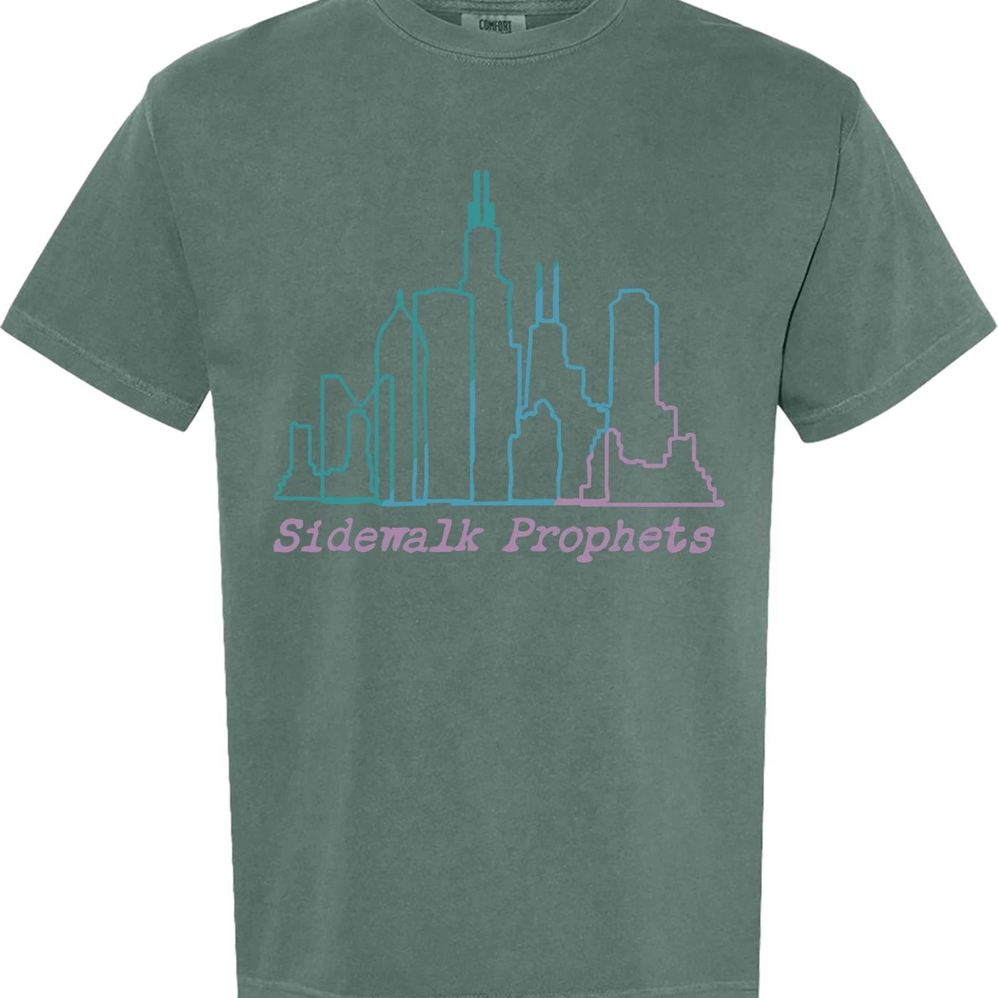 Sidewalk Prophets Looking Up Chicago Skyline Lyric Tee