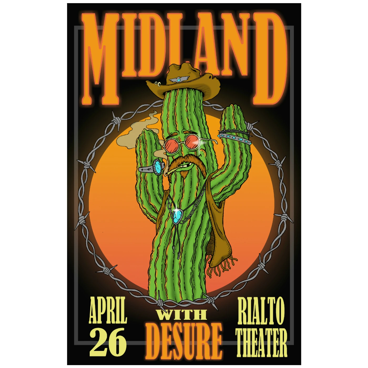 Midland Rialto Theatre Dancing Cactus Lithograph