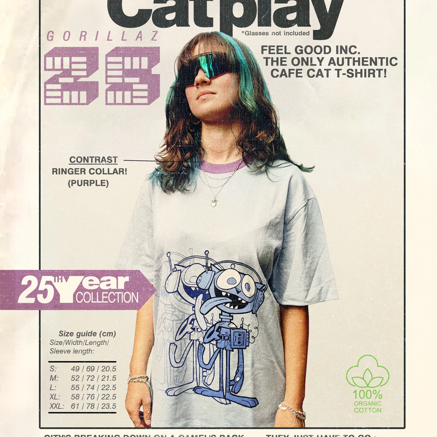 Gorillaz Cat Play Ringer T-Shirt