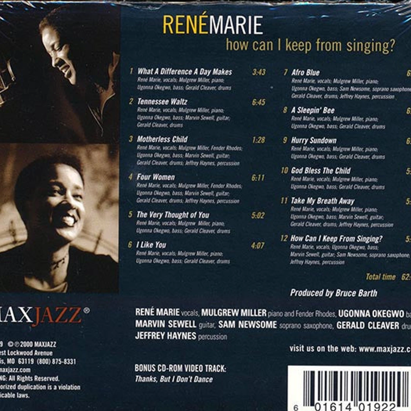 Rene Marie  CD -  How Can I Keep From Singing? (deluxe 3 fold digipak)