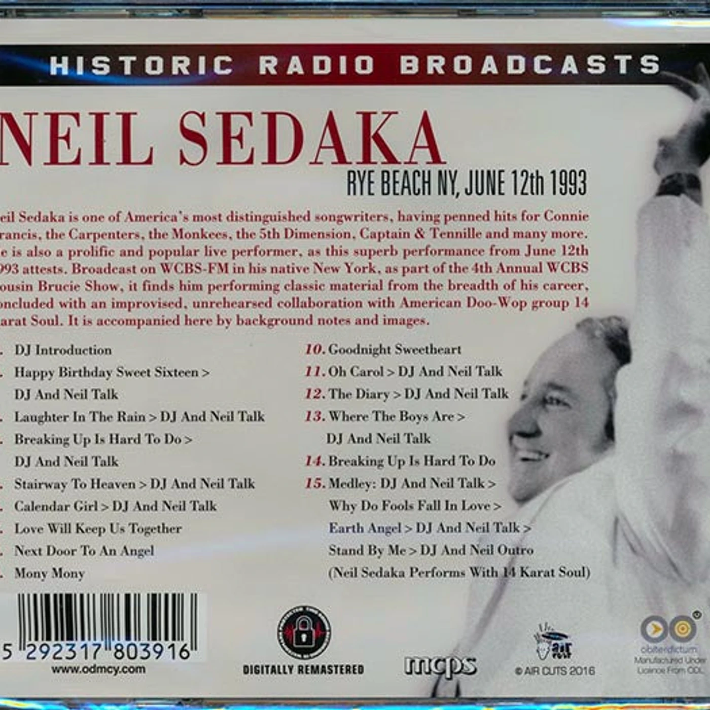 Neil Sedaka  CD -  Rye Beach NY, June 12th 1993 (remastered)