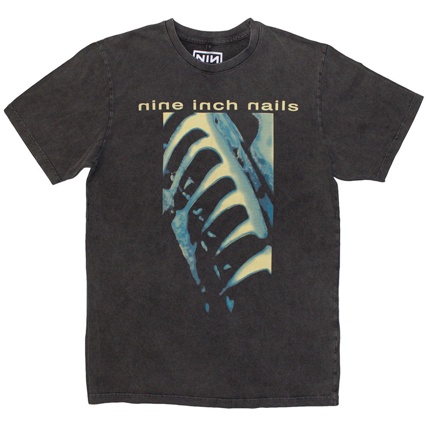 Nine Inch Nails T Shirt - PHM & Text Logo Stone Wash