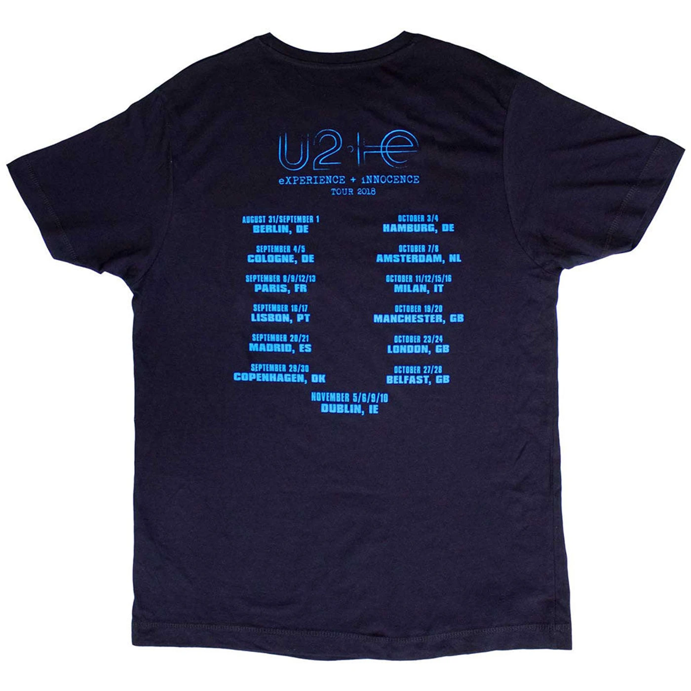 U2 T Shirt - Logo E+I 2018 Tour Dates