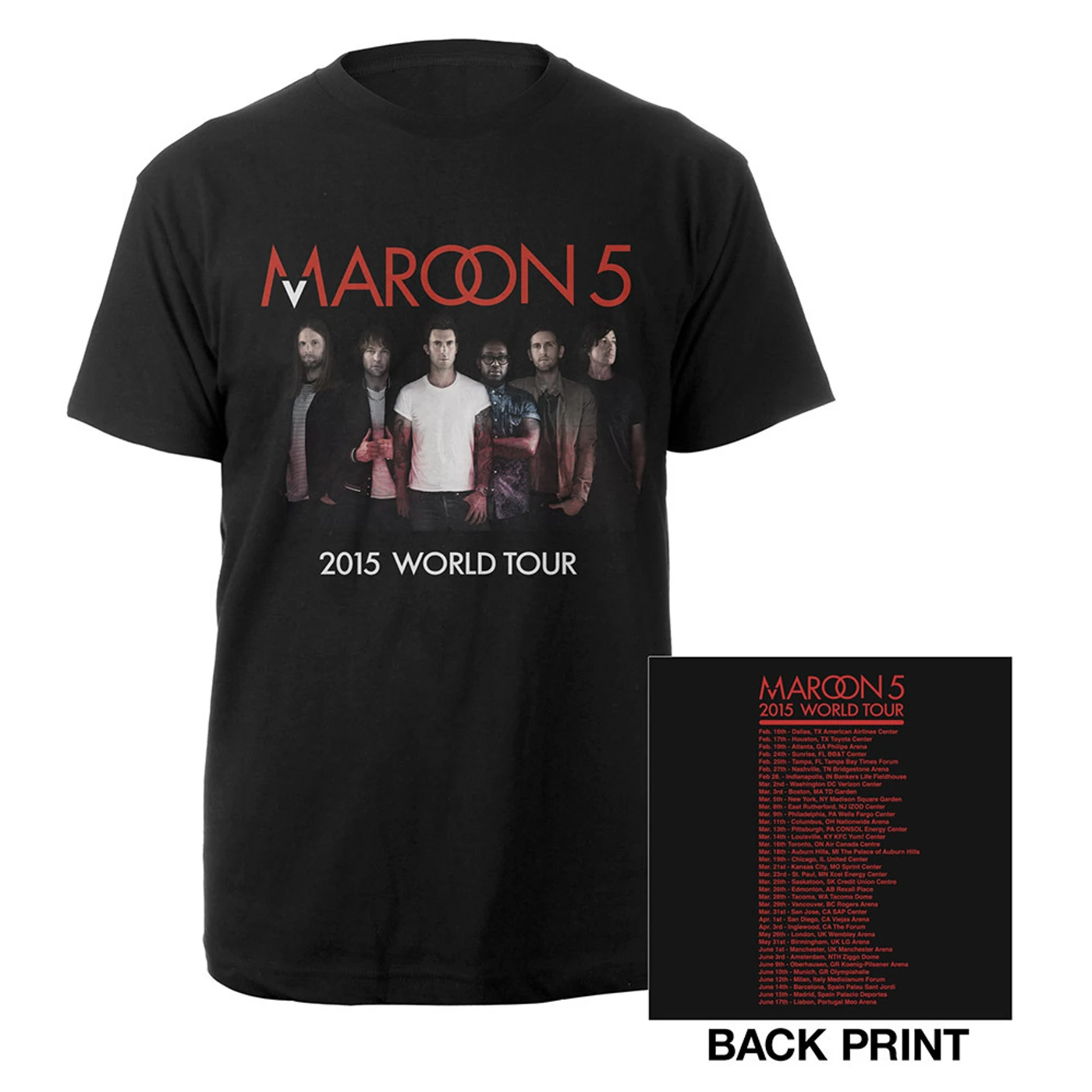 Maroon 5 Official Maroon V World Tour Tee