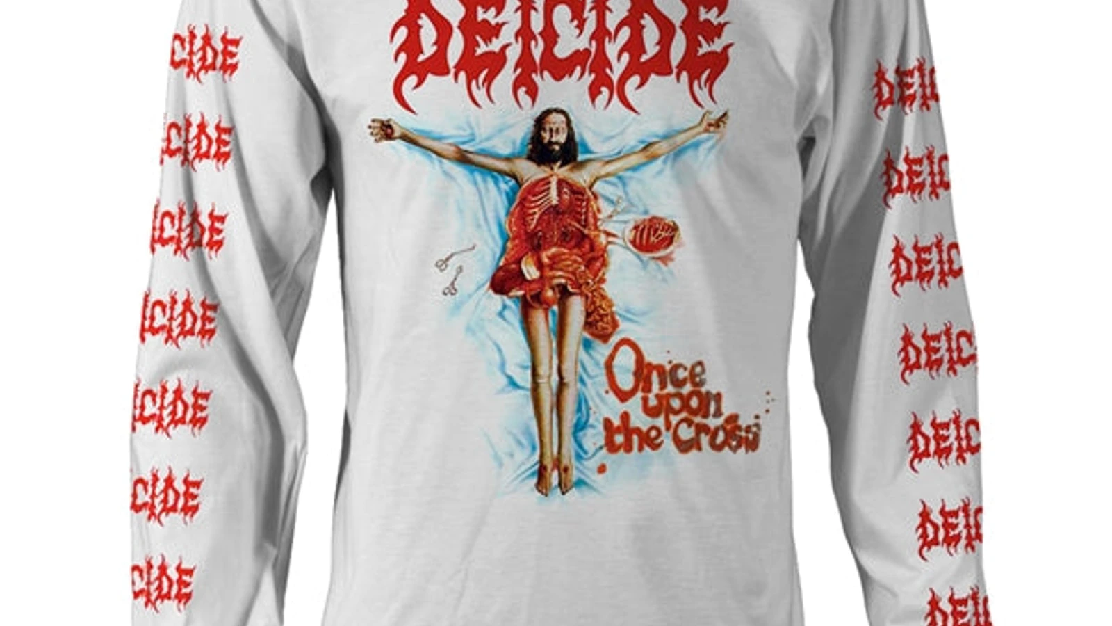 Deicide Long Sleeve T Shirt - Once Upon The Cross (White)