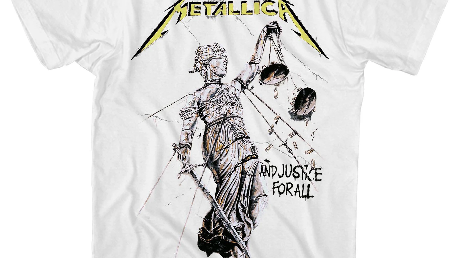 Metallica T-Shirt Uomo 'Justice For All', Bianca, Taglia Large, Cotone Morbido, Vestibilità Classica, Prodotto Ufficiale - 2