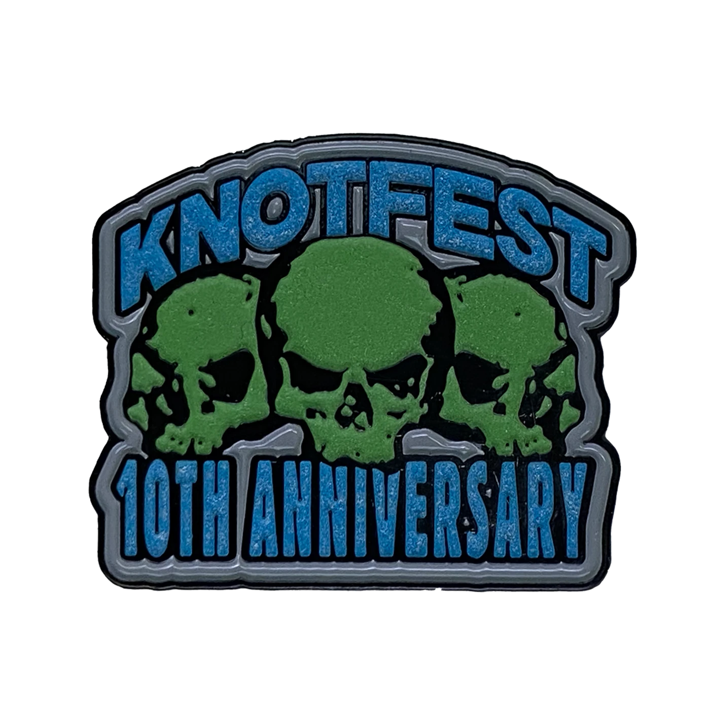 Knotfest Green Skulls Engraved Glow in the Dark Metal Pin