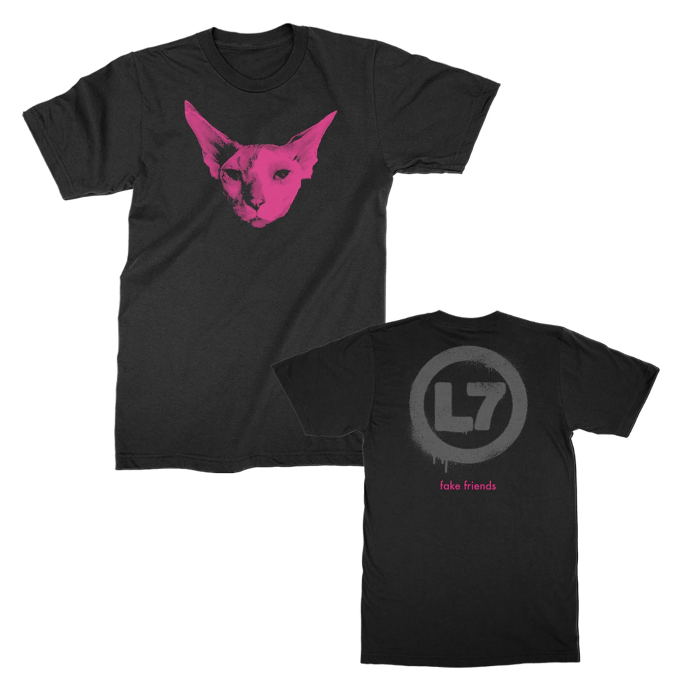 L7 Fake Friends Cat Tee (Black)