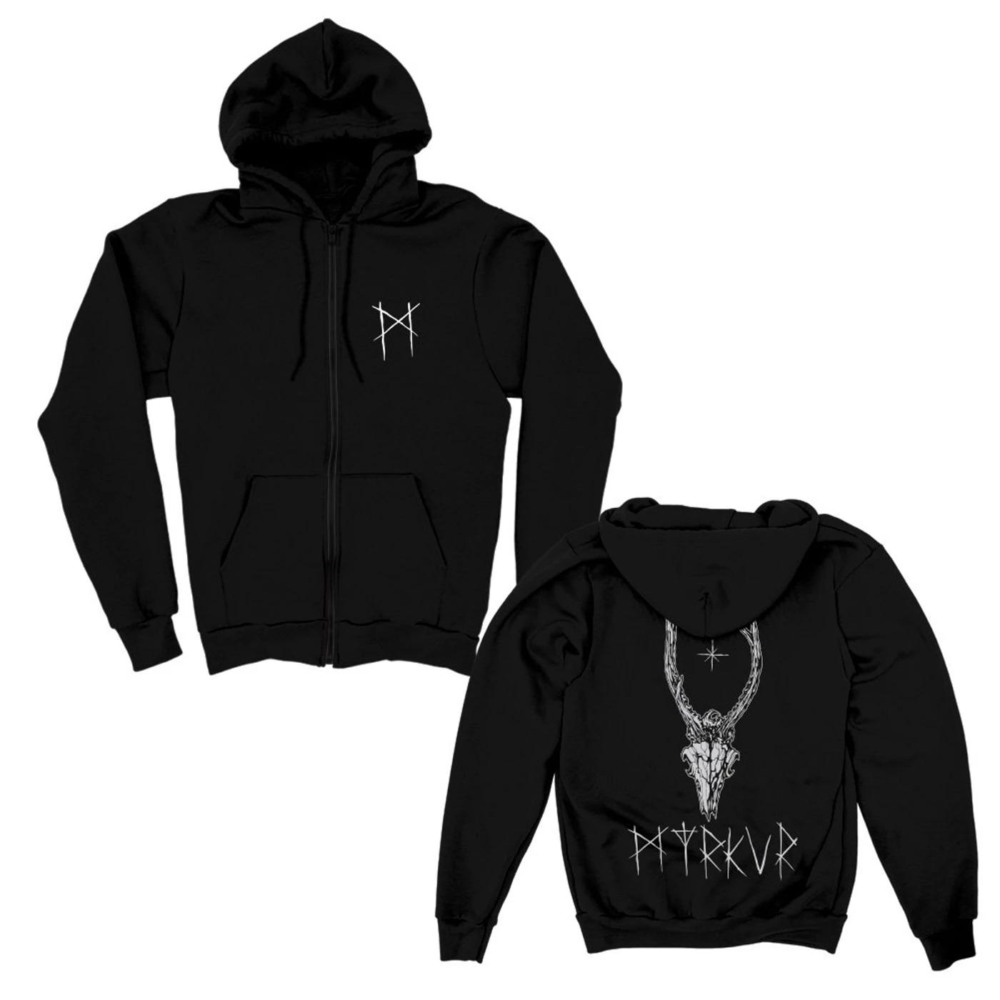 Myrkur Deer Skull Zip Hoodie (Black)