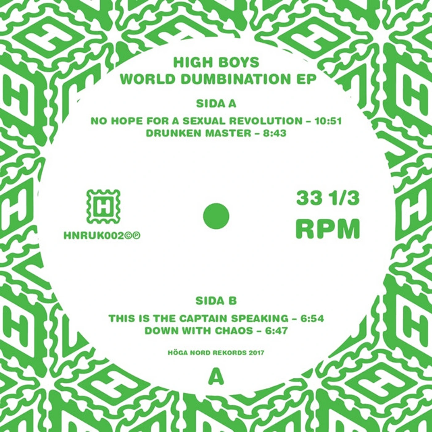 High Boys WORLD NUMBINATION Vinyl Record
