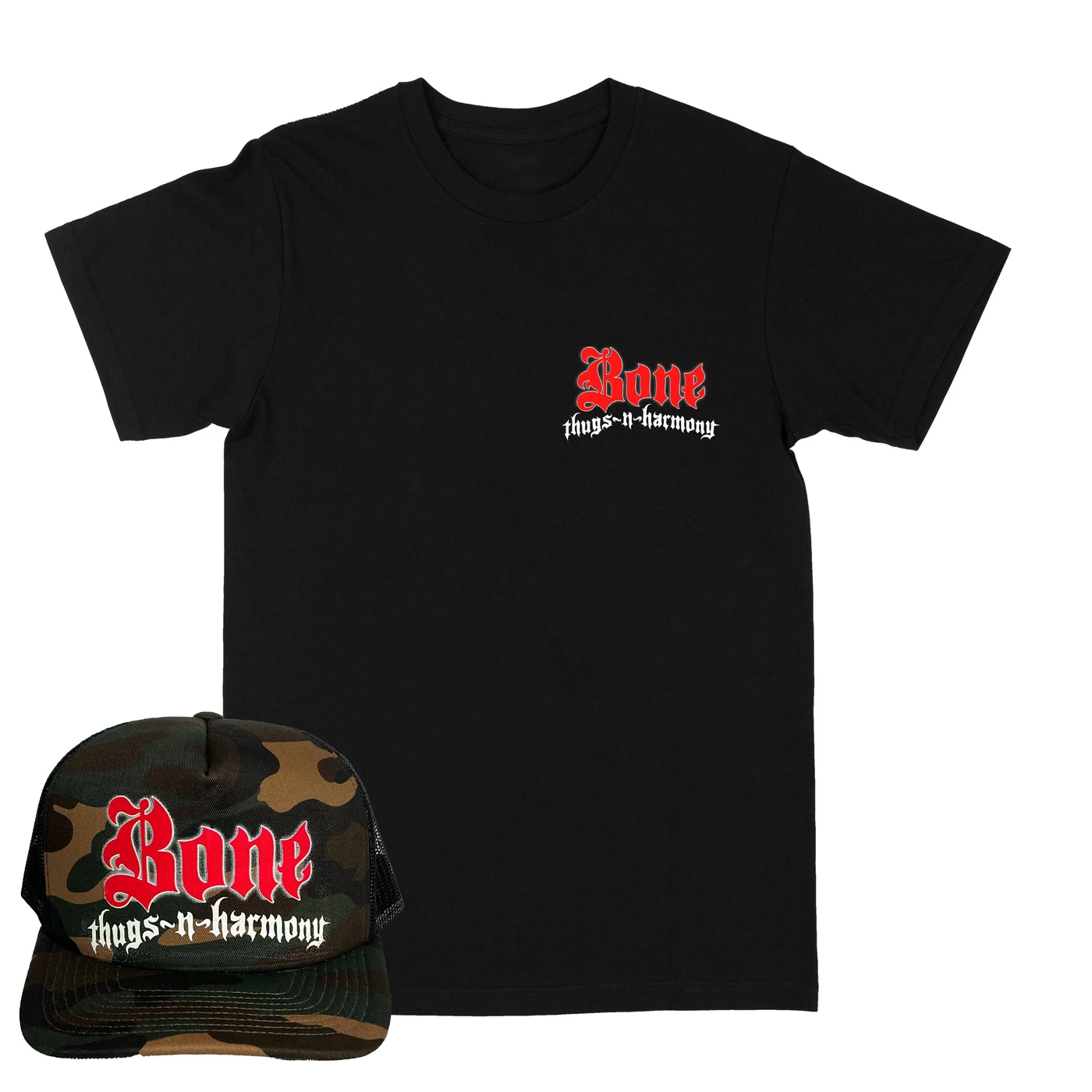 Bone Thugs-N-Harmony AOW Bone Thugs Bundle "Black Tee & Camo Trucker"